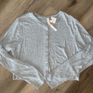 NWT Lyrebird Heather Gray Button Up Cardigan Sweater size XL Anthropologie